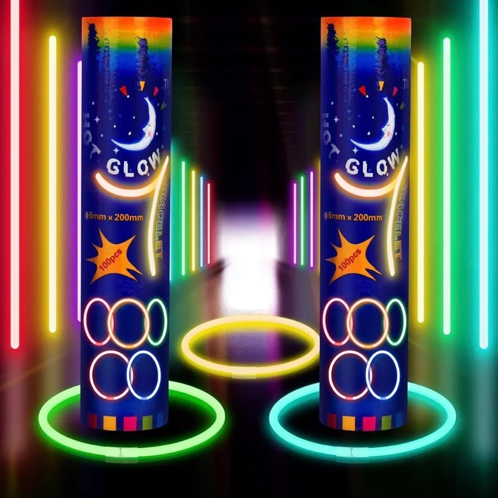 100 Glow Party Neon Bracelet Sticks - Multicolor